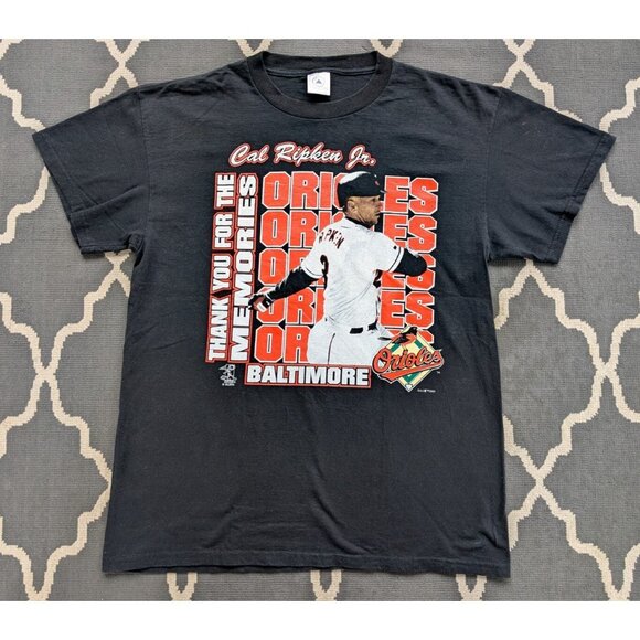 Vintage Baltimore Orioles Shirt Mens Large Cal Ripken MLB 2001 Black - Picture 1 of 6